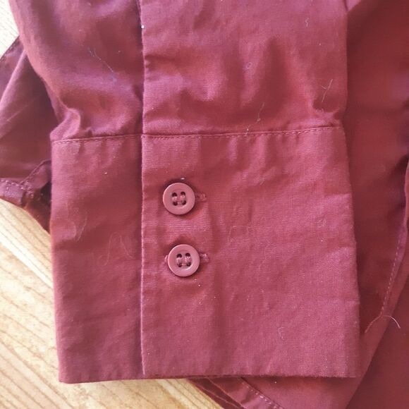 Long Sleeve Button Down Dress Shirt Burgundy - Picture 2 of 8